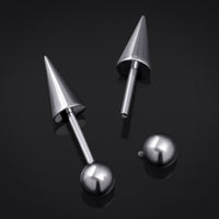 Barre droite de piercing, argent, pointe et bille, filetage interne, titane