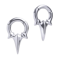 Silver Steel Fang Hoop Ear Hangers - Pair