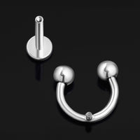 Labret, argenté, fer à cheval, filetage interne, titane, calibre 1,2 mm