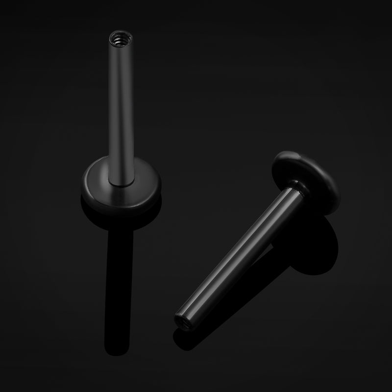 Tige de labret, noir, filetage interne, titane ASTM F136, 1.2mm