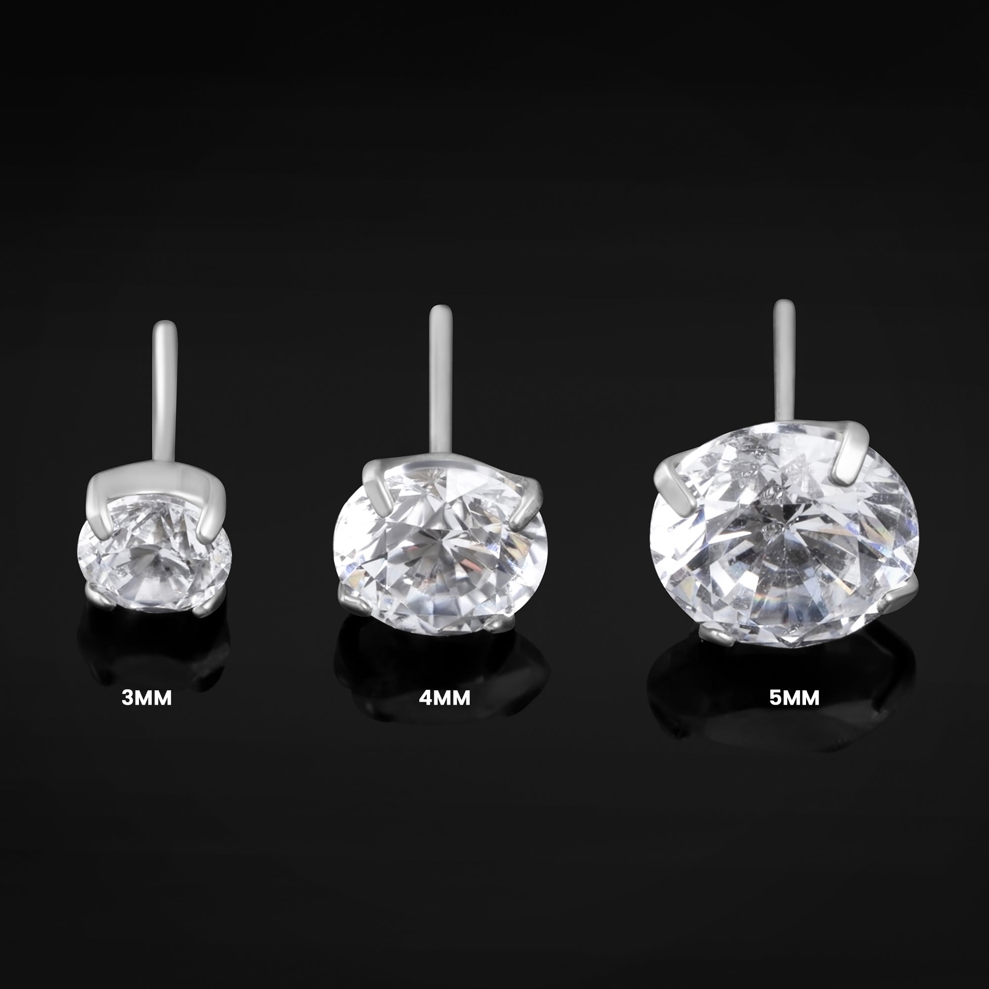 Labret Top, Silver, Claw Set CZ Stone, Threadless, Titanium Top