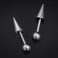 Barre droite de piercing, argent, pointe et bille, filetage interne, titane