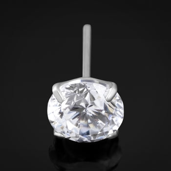 Labret Top, Silver, Claw Set CZ Stone, Threadless, Titanium Top