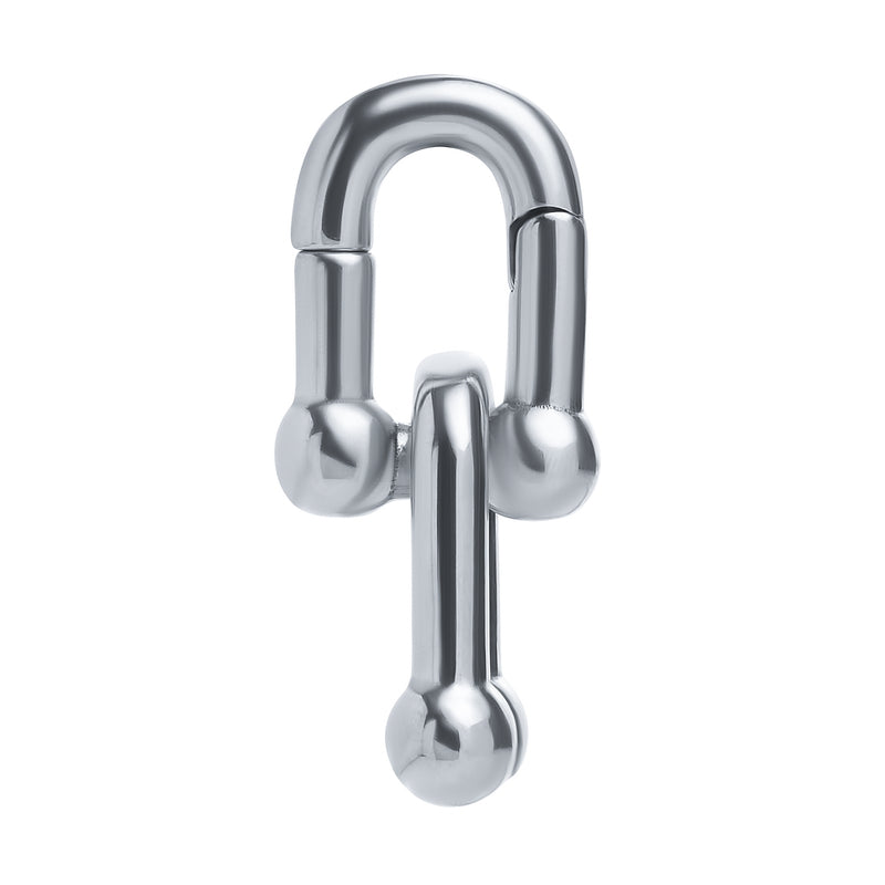 Silver Double Link Steel Hoop Ear Hangers - Pair
