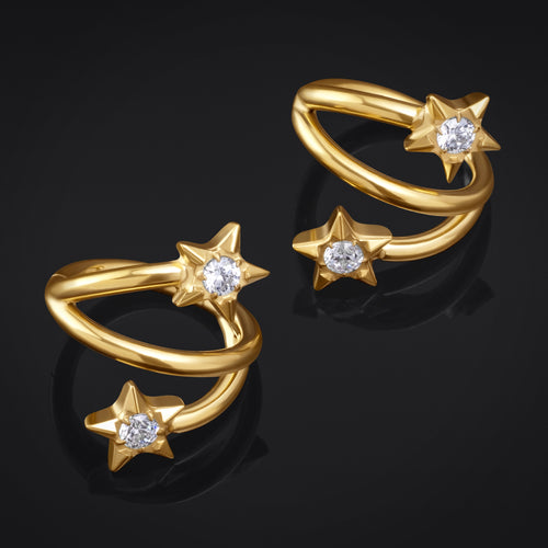Twisted Star Helix Ring, Gold, ASTM F136 Titanium