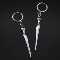 Boucles d'oreilles créoles, argent, obélisque, acier inoxydable - paire
