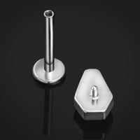 Titanium Internally Threaded Silver Coffin Labret Stud with Green Gem