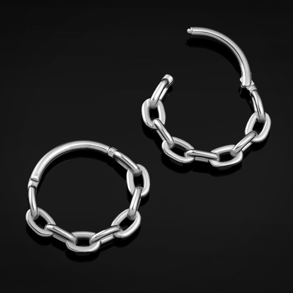 Septum-Clicker, Silber, Kettenglied-Design, Titan, 1,2mm