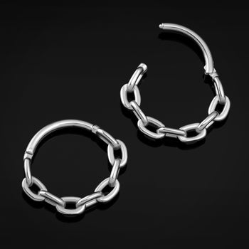 Septum-Clicker, Silber, Kettenglied-Design, Titan, 1,2mm