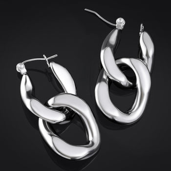 Hoop Earrings, Gold, Skull, Stainless Steel - Pair