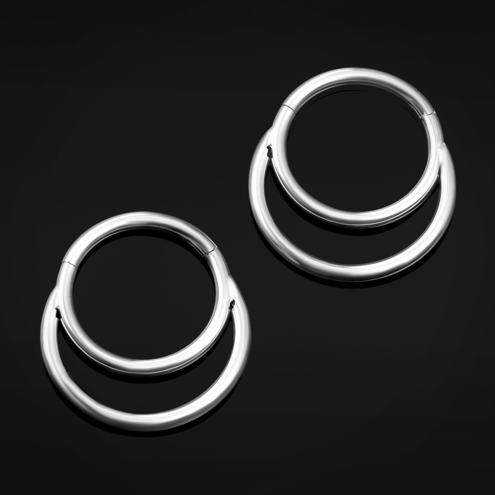 Septum Clicker, Silver, Double Hoop, Titanium