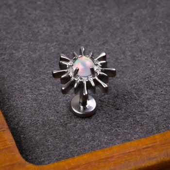 Medusa Stud, Silver, Opal Sparkle Top, Internal Thread, ASTM F-136 Titanium
