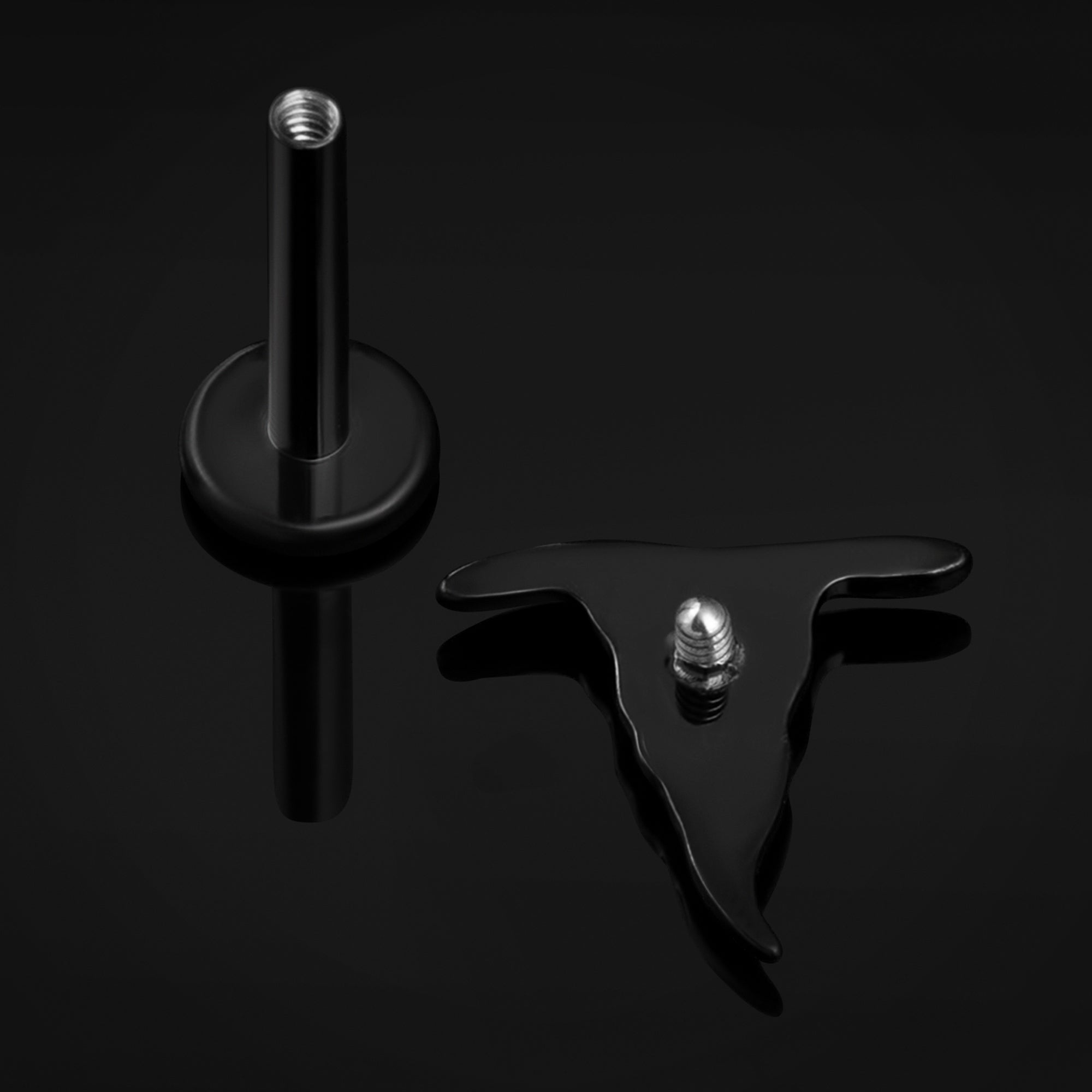 Alternative Black Steel Cross Dangle Hoop Ear Hangers - Pair