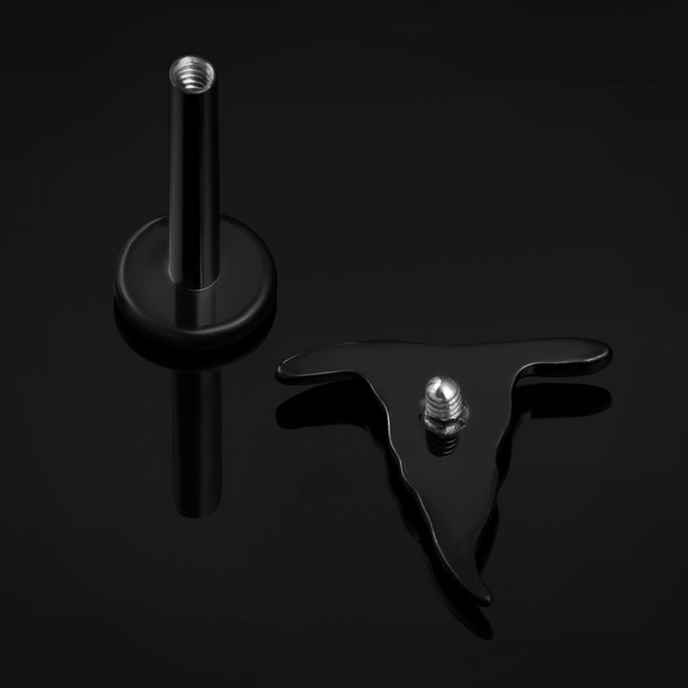 Black Witches Hat Internally Threaded Titanium Labret Stud 1.2mm Gauge - Gothic Jewellery / Halloween Collection - 6mm / 8mm / Internally Threaded Body Jewellery / Hypoallergenic Jewellery / Lip / Nose / Ear Labret