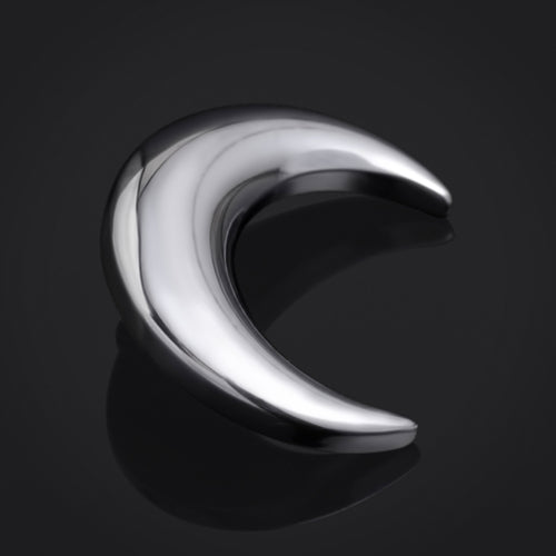Labret Top, Silver, Crescent Moon, Internally Threaded, Titanium