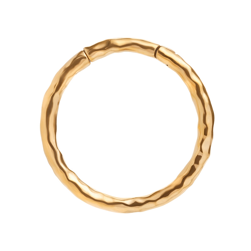 Gold Hammered Steel Hoop Ear Hangers - Pair