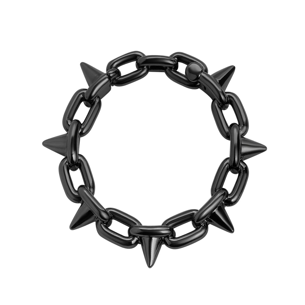 Black Spiked Chain Earring Hanger Ear Weights (Pair) - Pair of Black Spiked Chain Ear Weights For Stretched Ears