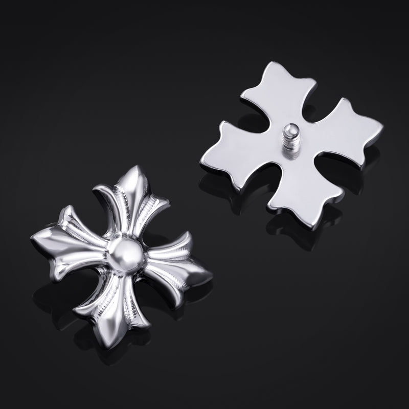Embout de labret, argent, croix gothique, filetage interne, titane