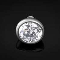 Argent, pierre CZ transparente, embout de labret, filetage interne, titane