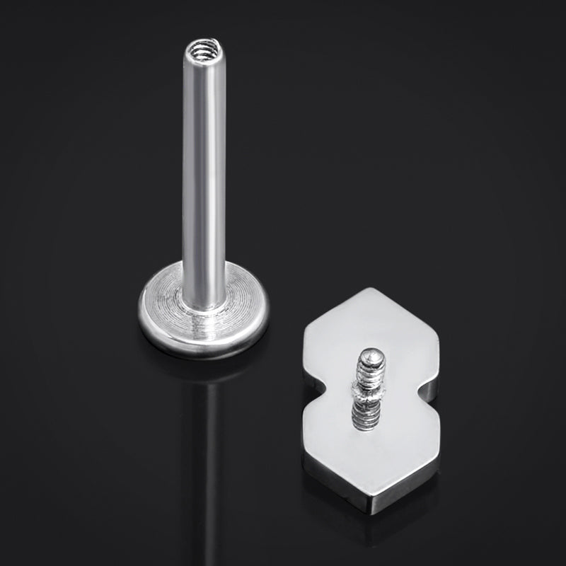 Silver, petit, filetage interne, stud labret, titane ASTM F136, 1.2mm