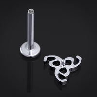 Piercing Labret, Argent, Design 666, Filetage Interne, Titane, Calibre 1,2 mm