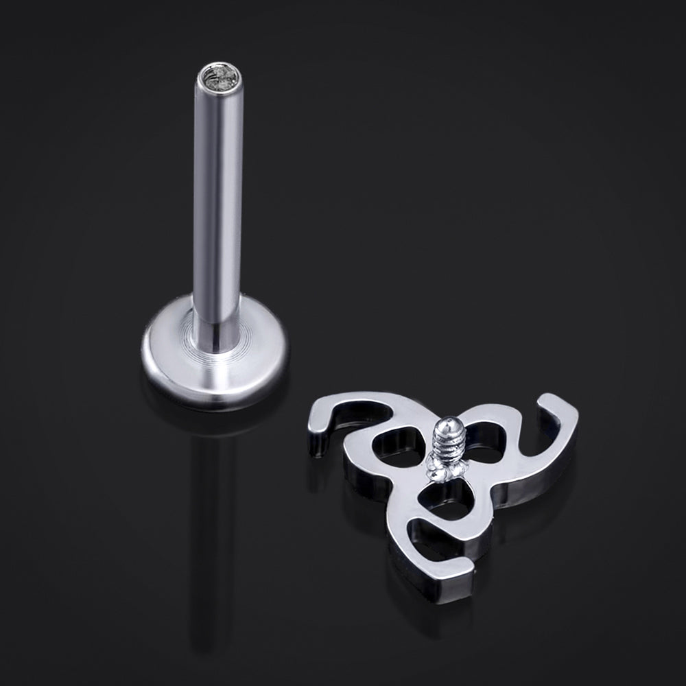 Labret Stud, Silver, 666 Design, Internally Threaded, Titanium, 1.2mm Gauge - Labret Stud- 6mm / 8mm / 10mm Internally Threaded / Body Jewellery / Lip / Nose / Ear Labret