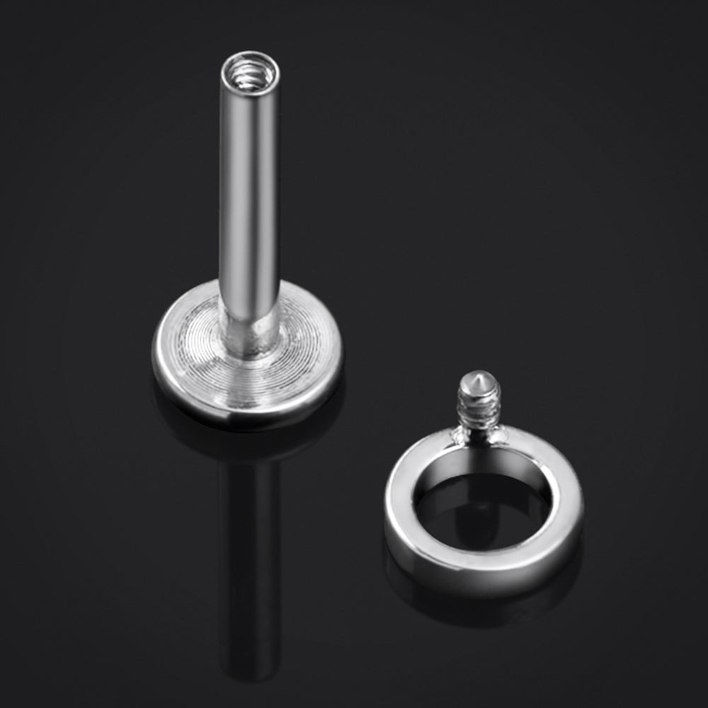 Silver Circular Internally Threaded Titanium Labret Stud 1.2mm Gauge - Silver Circular Labret Stud- 6mm / 8mm Internally Threaded / Basics / Essential Body Jewellery / Lip / Nose / Ear Labret