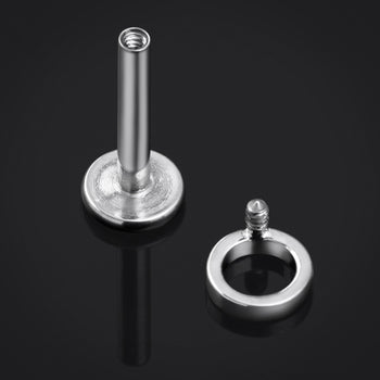 Silver Circular Internally Threaded Titanium Labret Stud 1.2mm Gauge