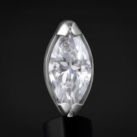 Embout de labret, argenté, pierre marquise transparente, filetage interne, titane