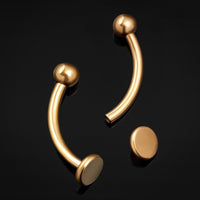 Labret vertical, or, disque plat, filetage interne, titane