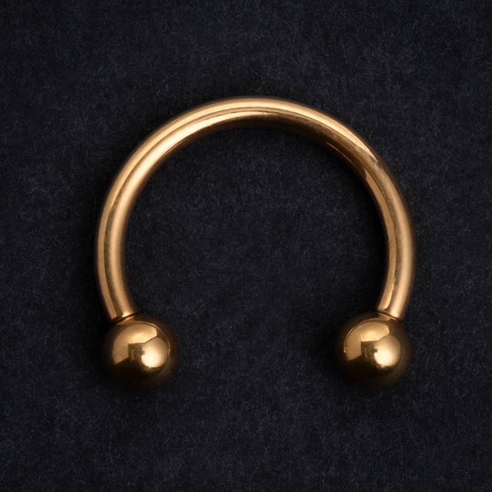 Gold Titanium Nose Ring, Circular Barbell Piercing - Horseshoe Septum - 0G, 2G, 4G, 6G, 8G, 10G, 12G - Sizes 5mm to 12mm - Gold ASTM F136 Titanium Circular Barbell Piercing - Horseshoe Septum - Large Gauge Septum Jewellery
