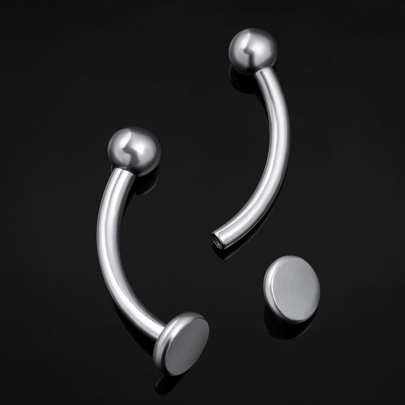 Vertical Labret, Silver, Flat Disk, Internally Threaded, Titanium