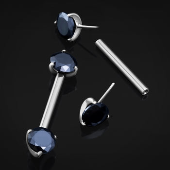 Titanium Threadless Strass Herz Schild Nippelstab 1,6mm