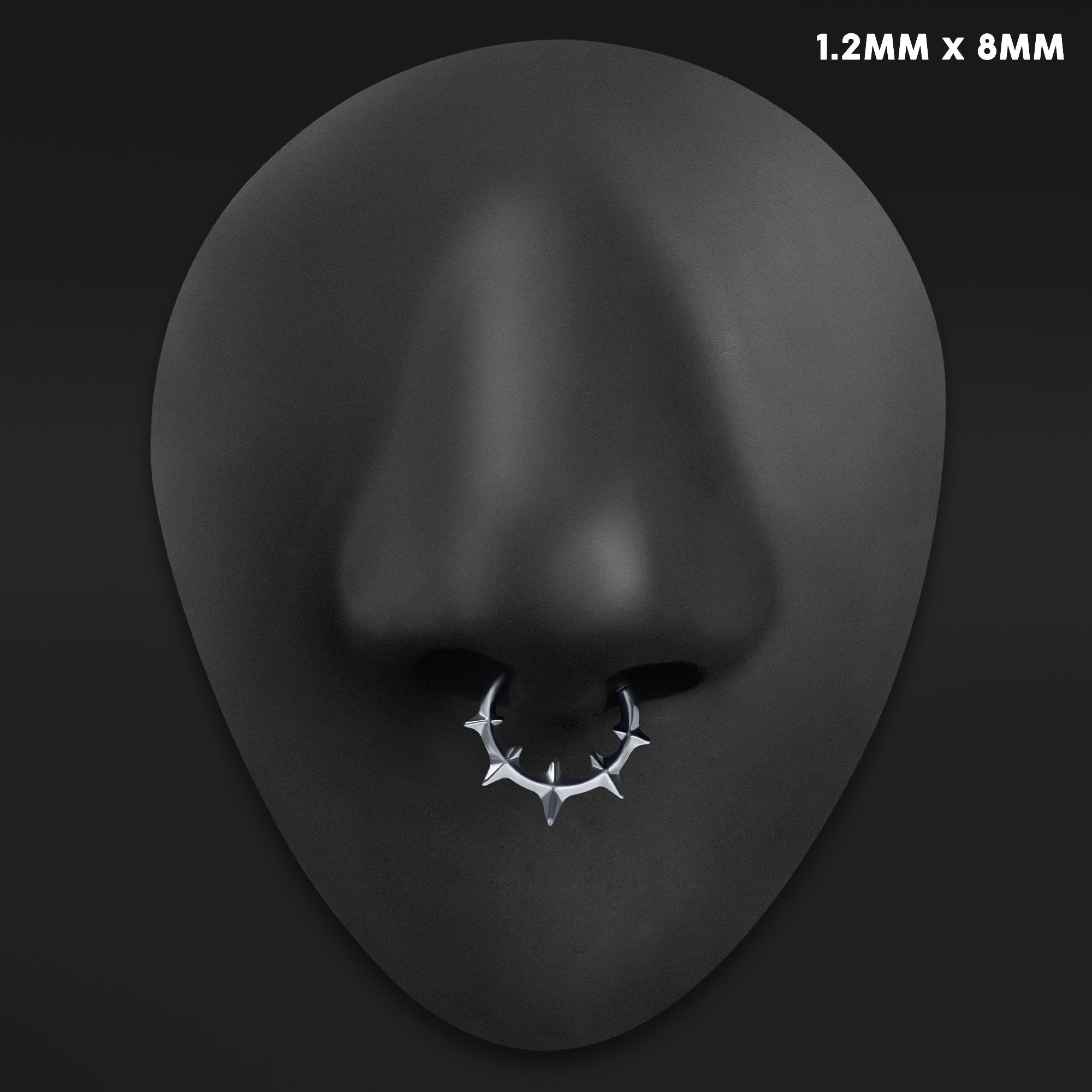 Gothic Spiked ASTM F136 Titanium Silver Septum Clicker Ring