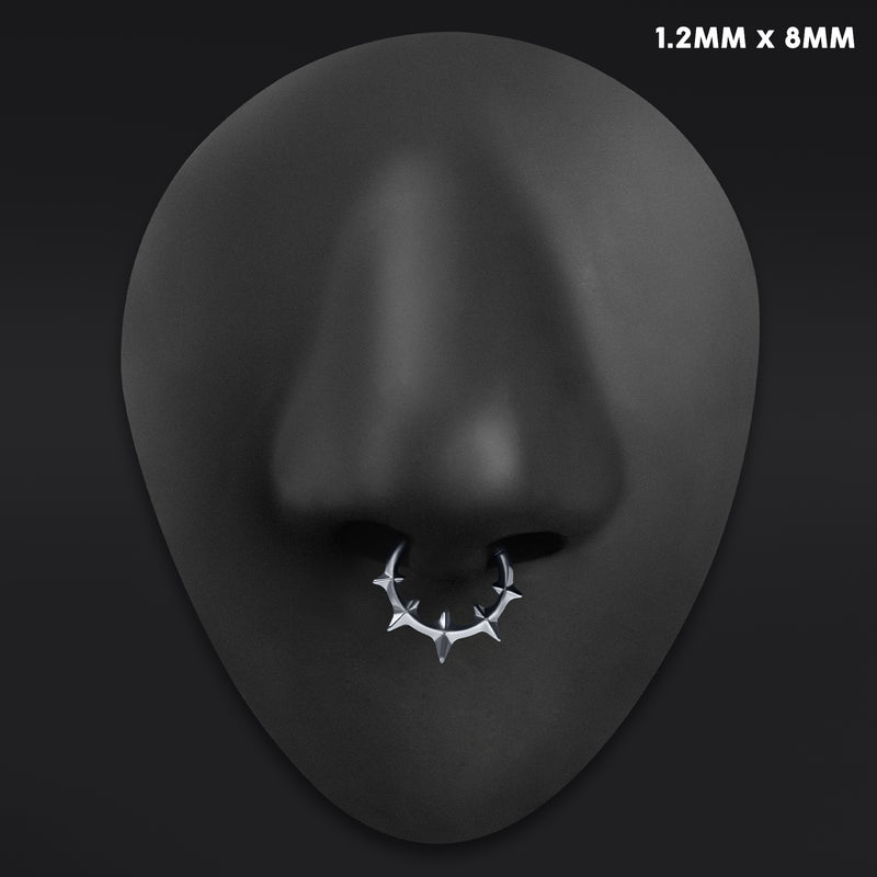 Anneau Clicker De Septum En Titane ASTM F136 Argenté À Pointes Gothique
