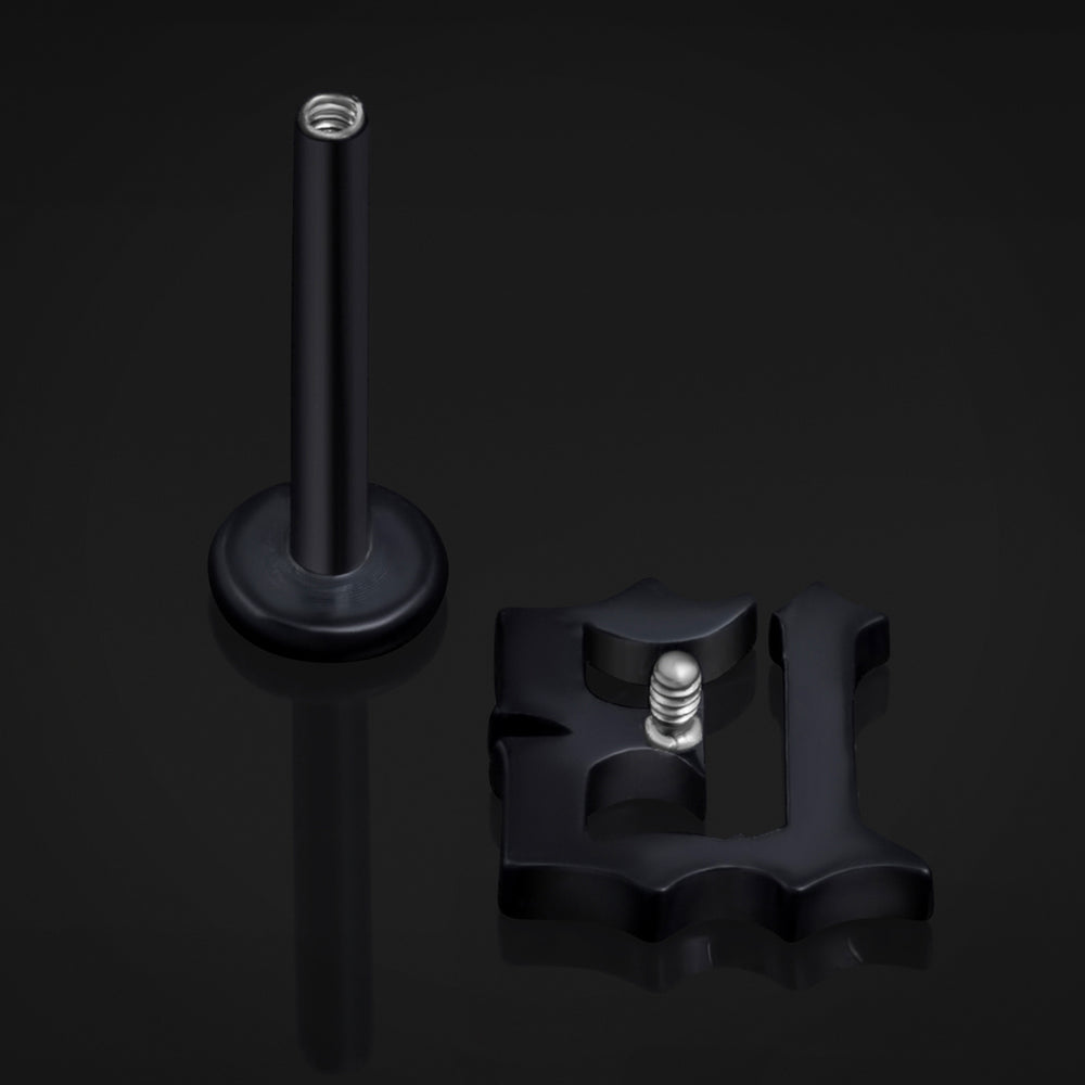 Black, 13, Internally Threaded, Labret Stud, ASTM F136 Titanium, 1.2mm - Internally Threaded ASTM F136 Titanium Black Labret Piercing- 6mm/8mm/10mm Length