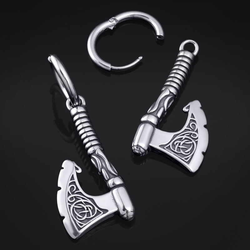 Gothic Axe Boucles d’oreilles créoles - Jewellery alternative en acier inoxydable - Paire