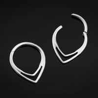 Clicker de septum, argent, double goutte, titane ASTM F136