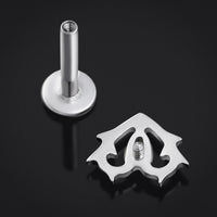 Labret à tige, vert, cœur épineux avec pierre, filetage interne, titane, calibre 1,2 mm