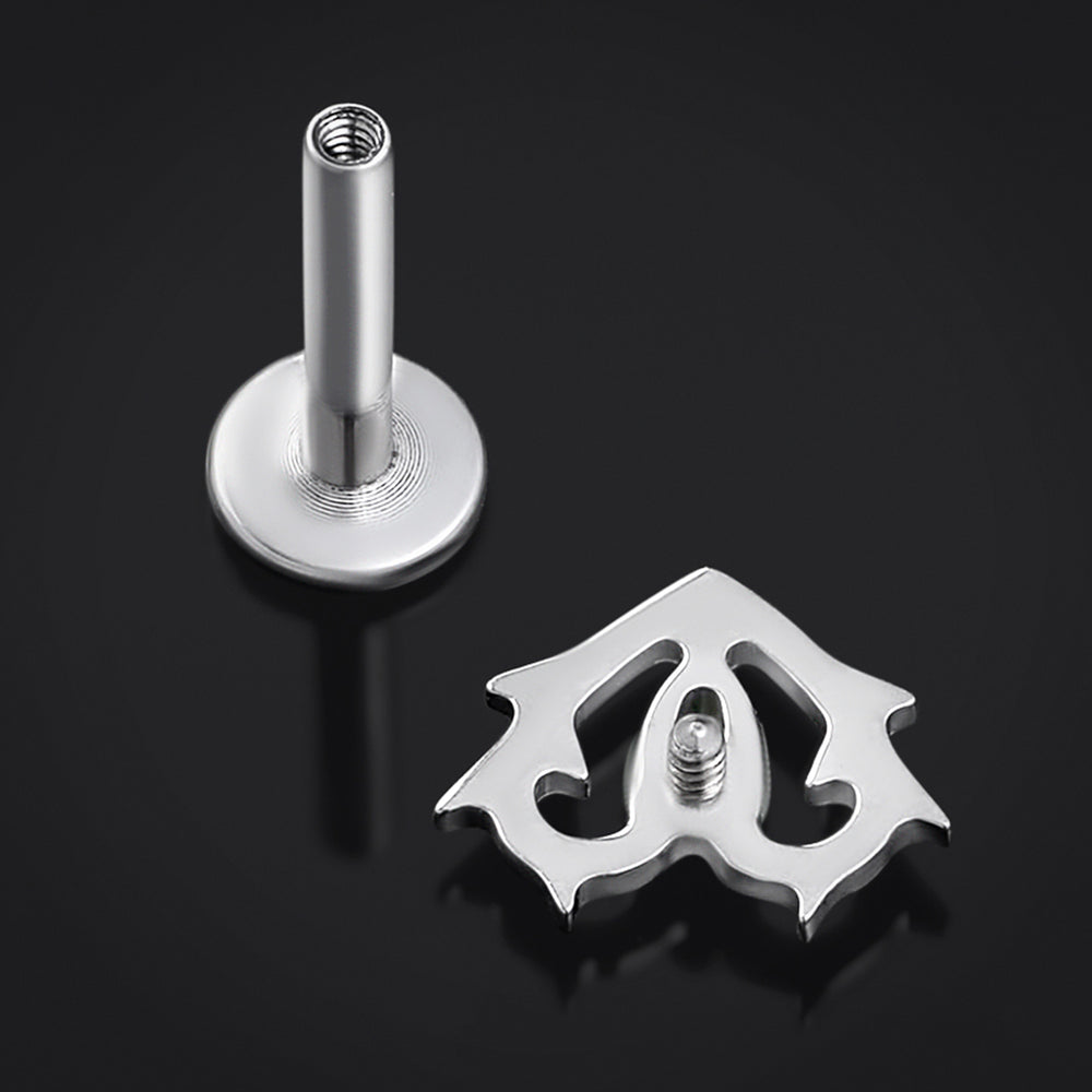 Green Jewelled Thorn Heart Internally Threaded Titanium Labret Stud 1.2mm Gauge - Green Jewelled Thorn Heart Labret Stud- 6mm/8mm Internally Threaded / Alternative Jewellery / Lip / Nose / Ear  