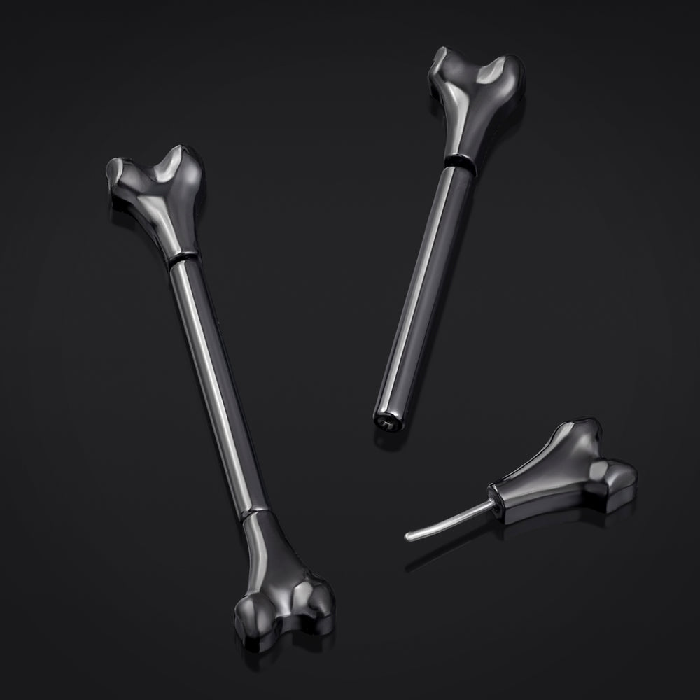 Titanium Threadless Black Bone Nipple Bar 1.6mm - Titanium Threadless Nipple Bar 1.6mm / Alternative Jewellery / Threadless Piercings