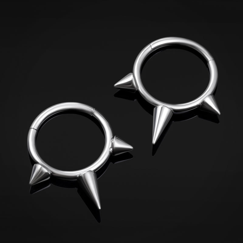 Septum Clicker, argenté, design à triple pointe, titane