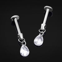 Dangle Labret Stud, Silver, Teardrop, Internally Threaded, Hypoallergenic Titanium