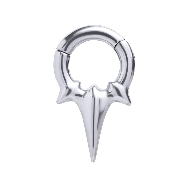 Silver Steel Fang Hoop Ear Hangers - Pair
