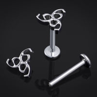 Piercing Labret, Argent, Design 666, Filetage Interne, Titane, Calibre 1,2 mm
