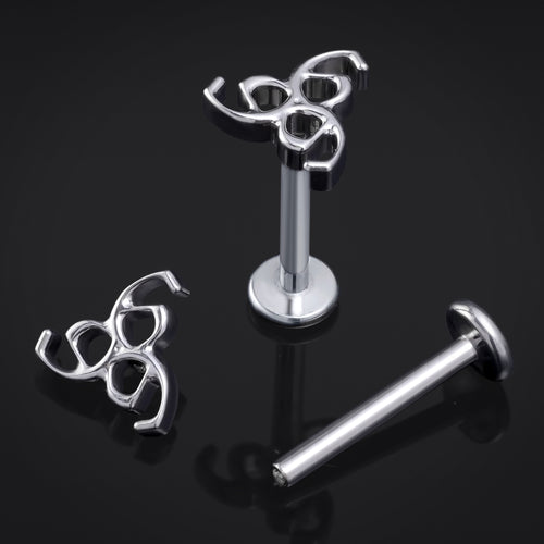 Labret-Stecker, Silber, Coffin Nails, Innengewinde, Titan, 1,2mm Stärke