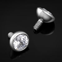 Argent, pierre CZ transparente, embout de labret, filetage interne, titane