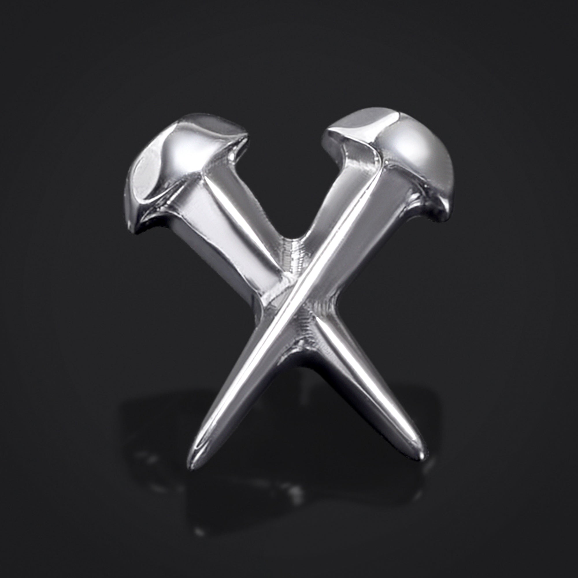 Labret Top, Silver, Coffin Nails, Internally Threaded, Titanium