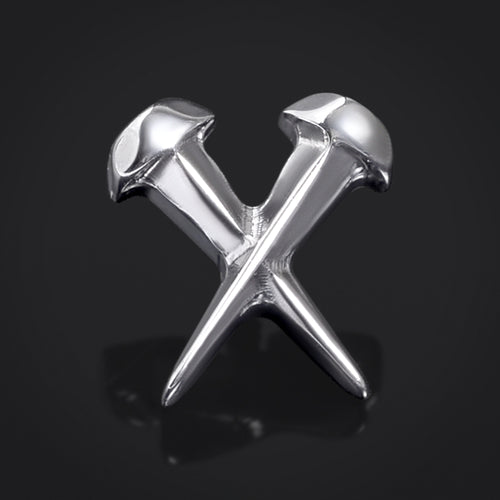 Labret Top, Silver, Coffin Nails, Internally Threaded, Titanium