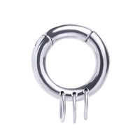 Silver Triple Ring Steel Hoop Ear Hangers - Pair